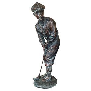 Napco Classic Male Golfer Statue Figurine Antique Bronze Finish 9 inches Tall‎
